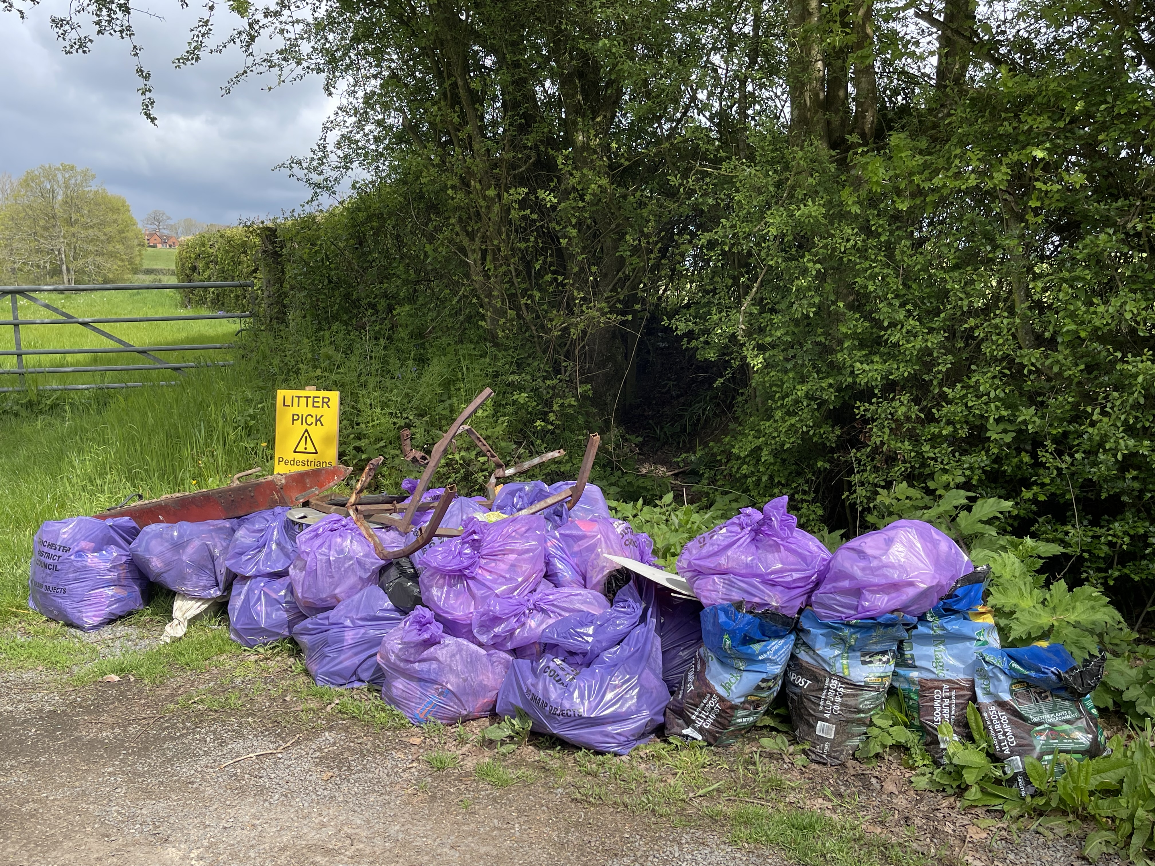 Pile of rubbish collected at the spring 2023 litter pick - 29.04.2023